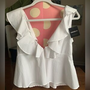 Forever 21 White Ruffle Top